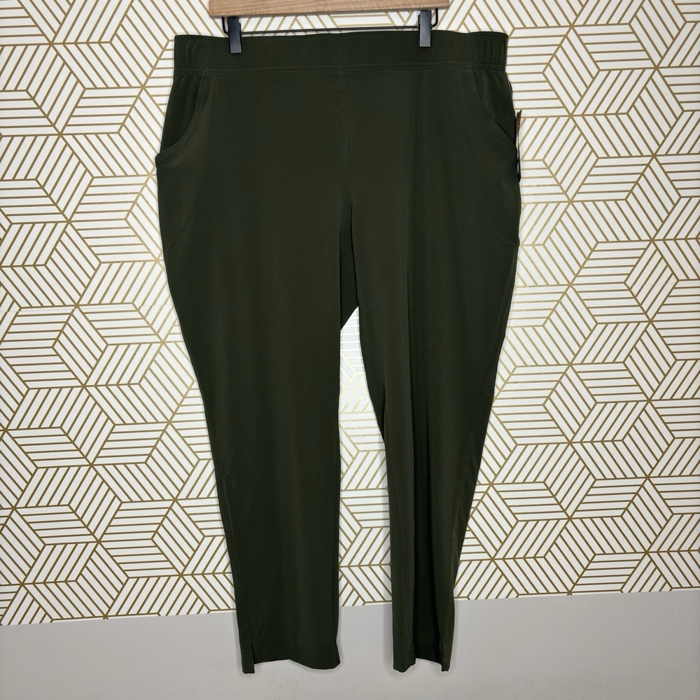 Eddie Bauer Women's XL Green Traveler Departure Ankle‎ Pants Lightweight UPF 50+